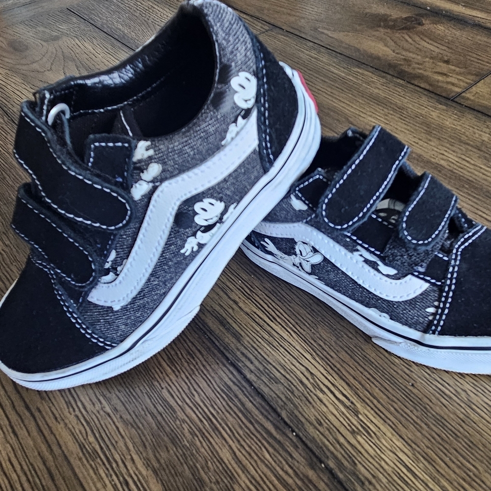 Classic black and white Disney vans kids size 12